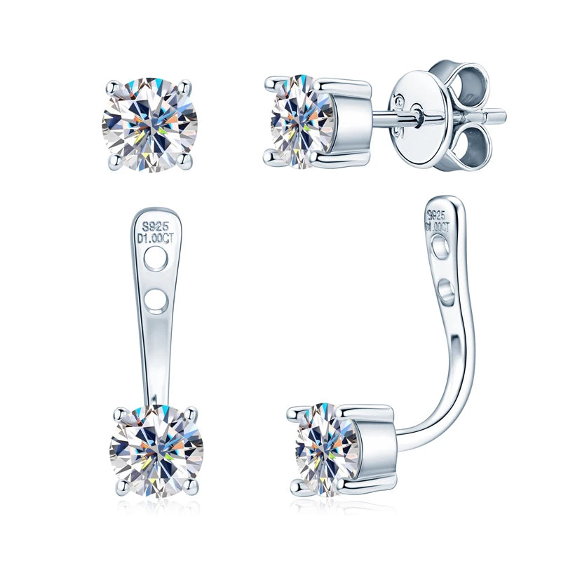 2024 Trendy Real 925 Silver D Moissanite Drop Earrings Piercing Stud Earrings Jacket Certified Jewelry for Women Gift GRA