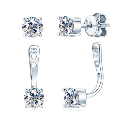 2024 Trendy Real 925 Silver D Moissanite Drop Earrings Piercing Stud Earrings Jacket Certified Jewelry for Women Gift GRA