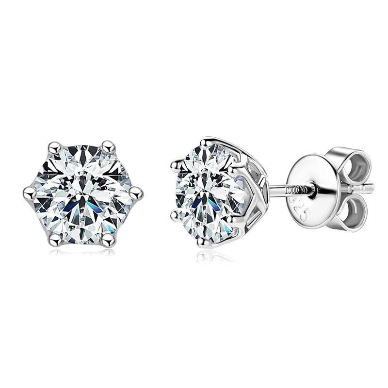Real 3-6.5mm D Color 2CT Moissanite Diamond Stud Earrings 925 Silver for Women men Piercing Earrings Classic Jewelry Certificate