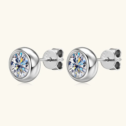 Bezel 5mm 6.5mm 1CT D Color Moissanite Earrings 925 Sterling Silver Plated K Gold Earrings for Men Women Gift Valentine's
