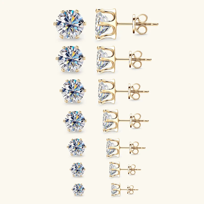 3mm-9mm D Round Moissanite Stud Earrings for Women Men Sparking Earrings 925 Silver Hypoallergenic GRA Certified Jewelry