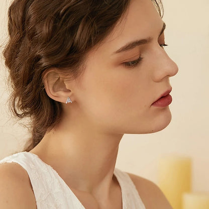 Original 925 Silver 5mm 0.5ct Round D Moissanite Triangle Stud Earrings  for Women Fashion A-shape Party Jewelry Hypoallergenic