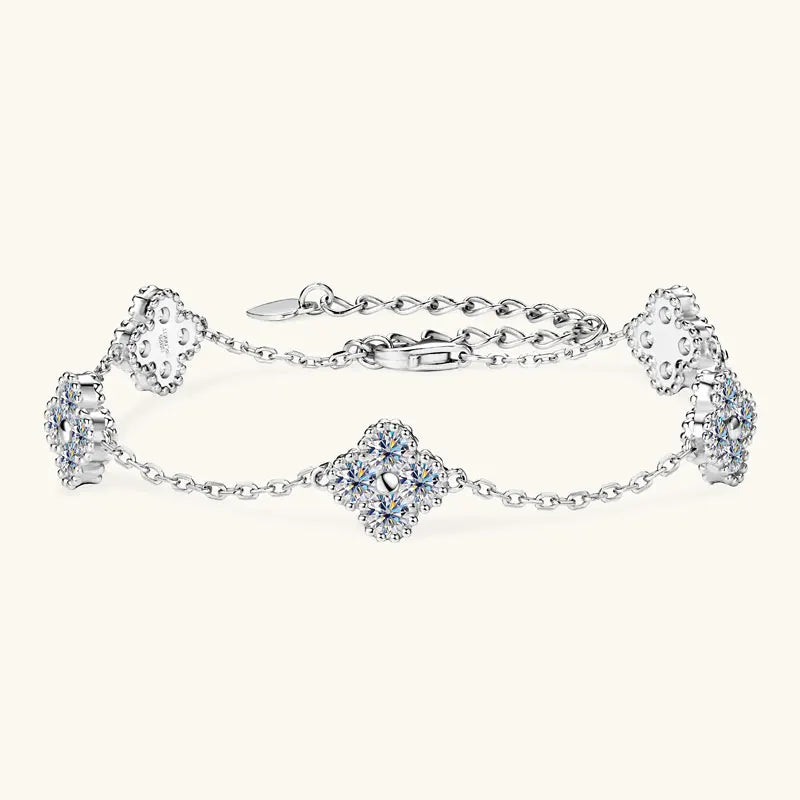 2025 New 925 Silver Flower Clover Bracelet Moissanite 3mm for Women 18k Gold Plated Fine Jewelry GRA Certified Lab Diamond