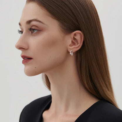 Real 3mm D Color Moissanite Earrings Cuff Double Half Hoop Studs 925 Silver for Women OL GRA Certified Jewelry Gift 2024 Fashion