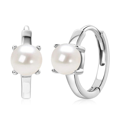 Real 925 Sterling Silver 5mm Bread-shaped Natural Freshwater Pearl Hoops Huggie Earrings for Women Hypoallergenic Jewelry Gifts