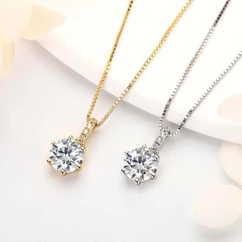 2024 New 925 Sterling Silver Moissanite Pendant Necklace 1CT 2CT D Color Lab Diamond Jewelry Women's Birthday Valentine Day Gift