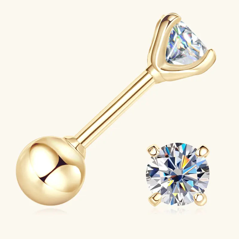 10K Yellow Gold Moissanite Sparking Stud Earrings for Couple Men Women Real Gold Wedding Jewelry D Color VVS1 Lab Diamond