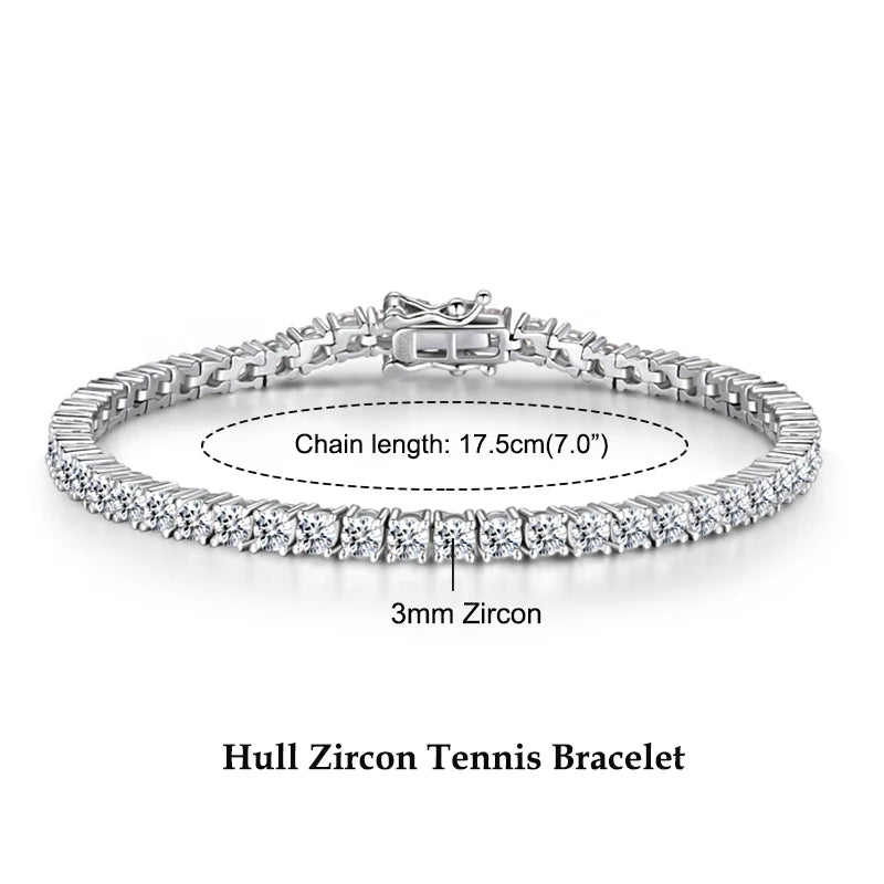 3mm 5mm D VVS1 Moissanite Tennis Bracelet Plated 18k White Gold s925 Sterling Silver Bracelets for Couples Women Man & GRA
