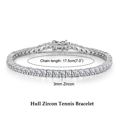 3mm 5mm D VVS1 Moissanite Tennis Bracelet Plated 18k White Gold s925 Sterling Silver Bracelets for Couples Women Man & GRA