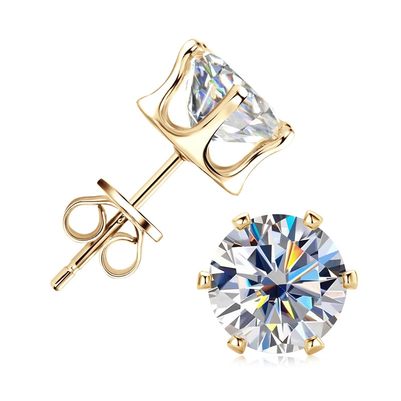 3mm-9mm D Round Moissanite Stud Earrings for Women Men Sparking Earrings 925 Silver Hypoallergenic GRA Certified Jewelry