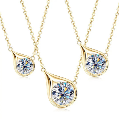 3CT 2CT 1CT D Moissanite Solitaire Pendant Necklace for Women 925 Silver Adjustable Chain 6.5mm/8mm/9mm Lab Diamond Jewelry Gift