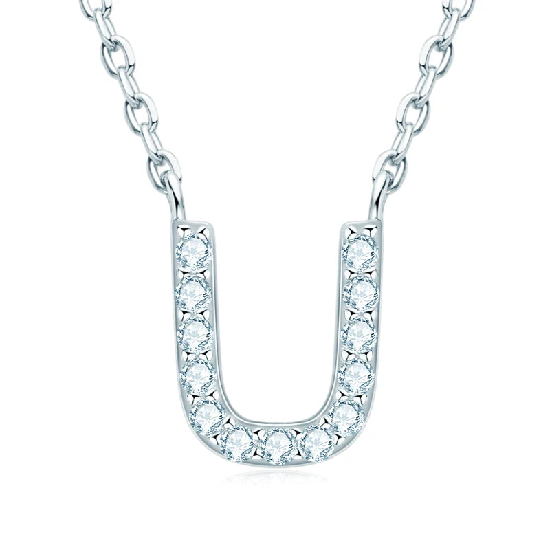 Initial Moissanite 26 Letter Pendant Necklace for Women Men Real Silver 925 Name Pendant Fine Jewelry Valentine's Day Gift