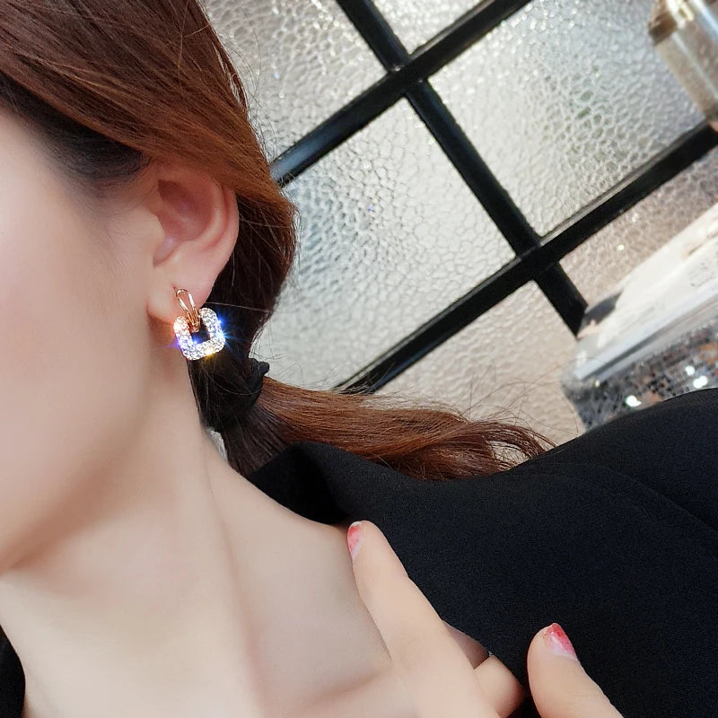 Premium Gold Square Stud Earrings Piercing Ear for Women Real Moissanite Drop Earrings Silver 925 Luxury Wedding Jewelry