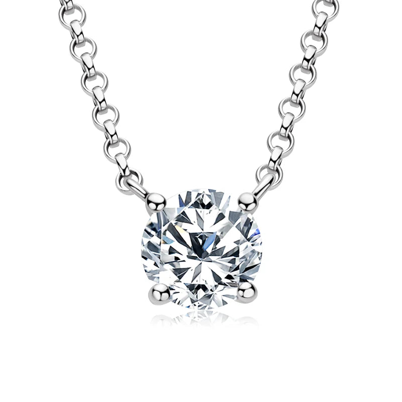 Original 3CT 1CT 2CT Moissanite Necklace Real 925 Silver Chain 6.5-9mm Solitaire Pendant Necklaces For Women Jewelry Gifts