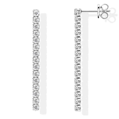 Real 925 Silver Long Drop Tennis Earrings for Women 2.5MM D-E Moissanite Dangle Earrings Stud Luxury Jewelry Party Wedding Gift