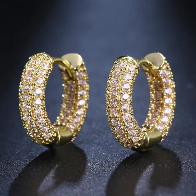 Original 925 Silver Sterling Hoops Luxury Earrings Jewelry 1.3mm Round Moissanite Diamond Earrings for Women Wedding Party