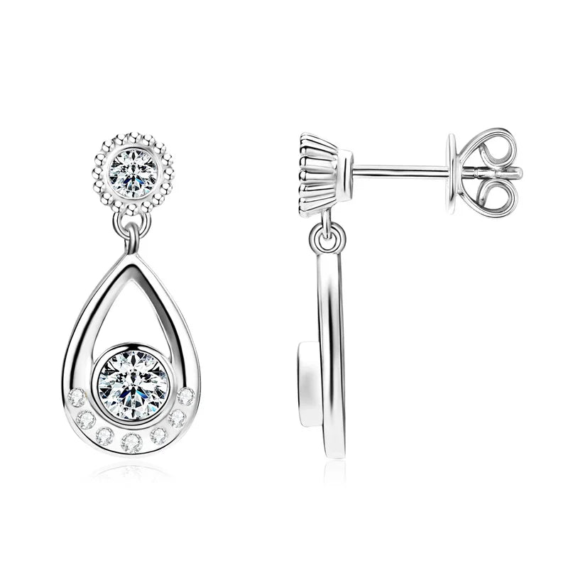 4mm&3mm D Moissanite Drop Earrings Studs Real 925 Silver for Women Classic Waterdrop Earrings Wedding Party Jewelry Gifts