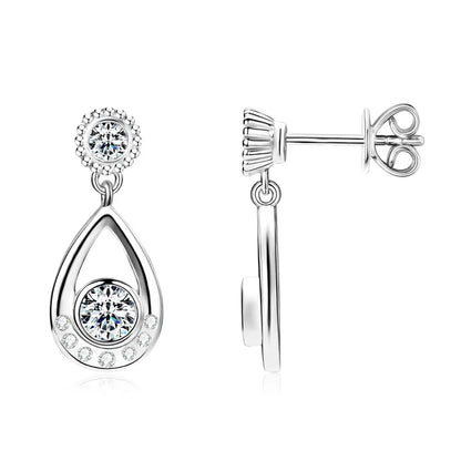 4mm&3mm D Moissanite Drop Earrings Studs Real 925 Silver for Women Classic Waterdrop Earrings Wedding Party Jewelry Gifts