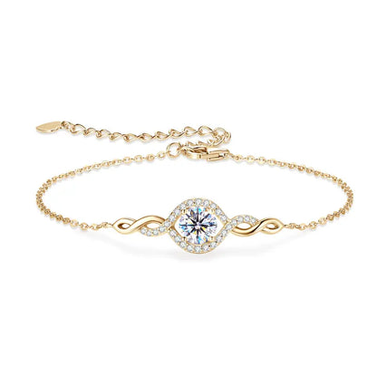 2025 1CT 6.5mm Infinity Moissanite Bracelet 925 Silver Adjustable Chain Evil Eye Bracelets for Women Hand Jewelry Gift GRA