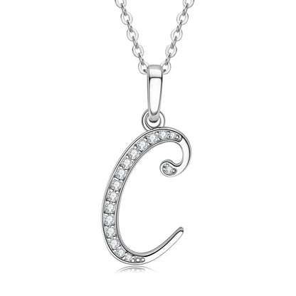 Name Necklace 26 Letter Initial Moissanite Pendant Real Silver 925 for Couples Women Men Valentine's Day Gift Fine Jewelry