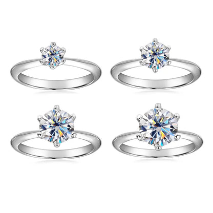 0.5CT-3.0CT Moissanite Solitaire Ring 925 Silver Plated White Gold Engagement Wedding Band For Women Certified Finger Ring