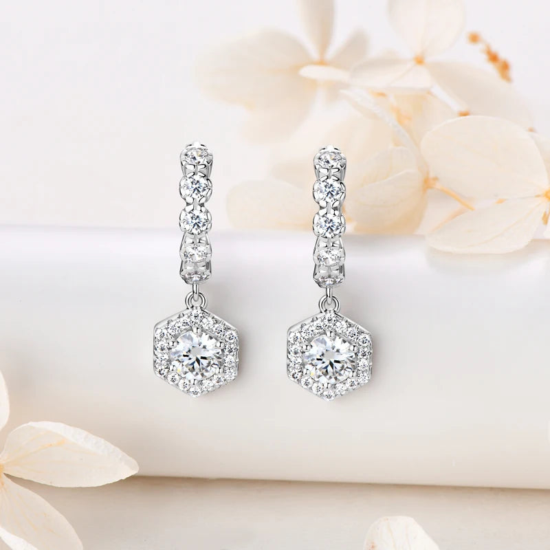 2023 New Women's Hoop Earrings 5mm D0.5CT Moissanite Drop Earrings Silver 925 Real GRA Certificate Elegant Wedding Jewelry