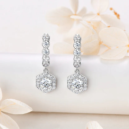 2023 New Women's Hoop Earrings 5mm D0.5CT Moissanite Drop Earrings Silver 925 Real GRA Certificate Elegant Wedding Jewelry