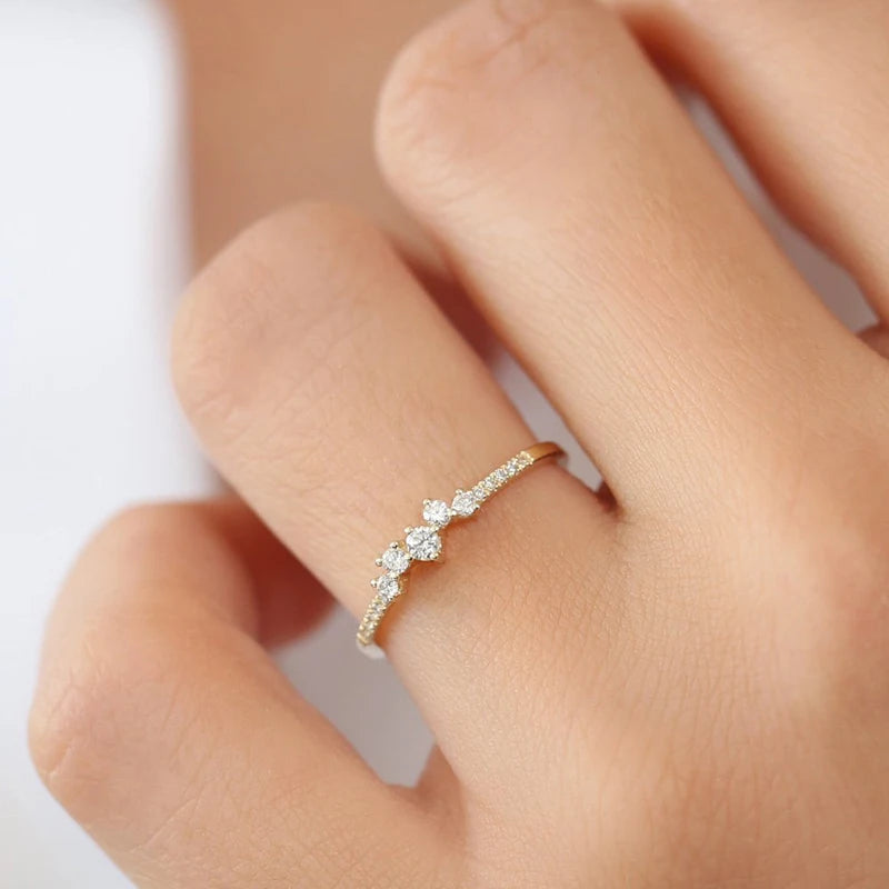 Delicate Moissanite Ring Real 925 Silver for Women Dainty Thin Finger Ring Wedding Engagement Jewelry Fashion Accessories