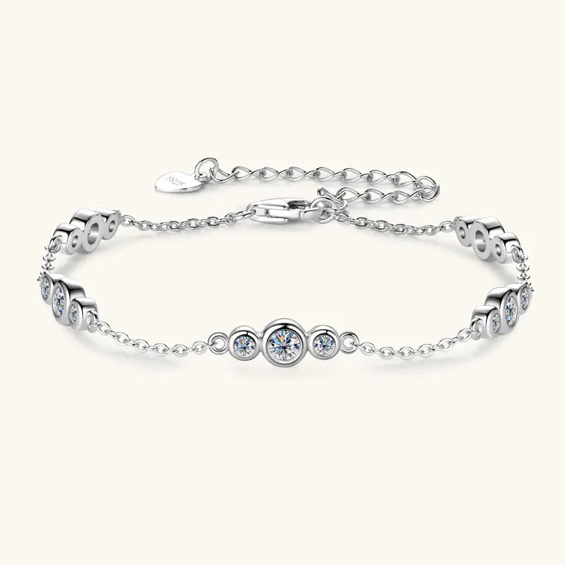 2025 Fashion Bracelets 6.5mm 1CT D All Moissanite Bracelet for Women 925 Silver Adjustable Chain Lab Diamond Jewelry Gifts