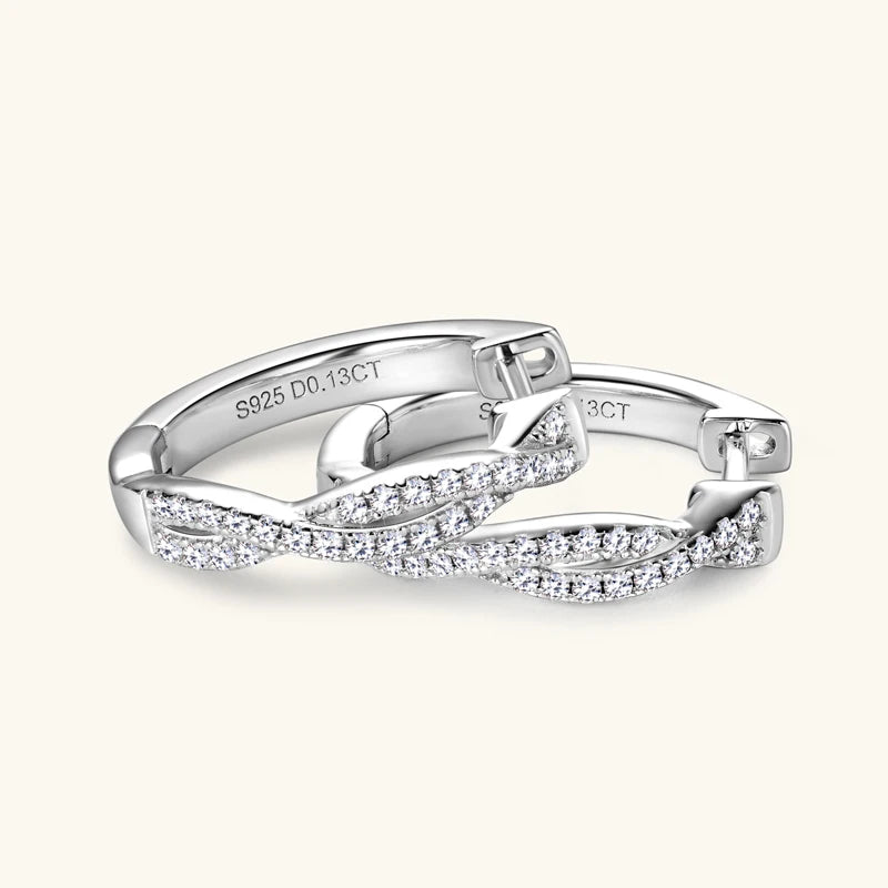 Infinity Eternity Earrings 925 Sterling Silver 1mm Moissanite Twisted Hoop Earrings for Women 2024 Jewelry New Trendy Gift