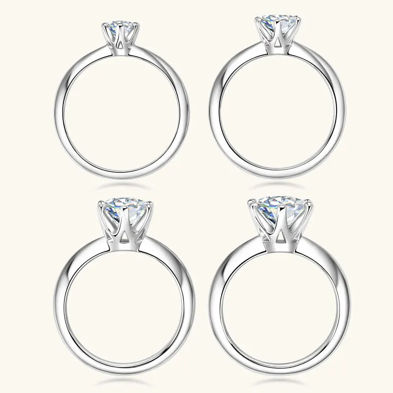 0.5CT-3.0CT Moissanite Solitaire Ring 925 Silver Plated White Gold Engagement Wedding Band For Women Certified Finger Ring