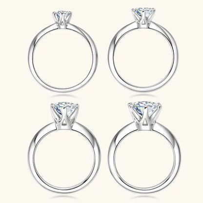 0.5CT-3.0CT Moissanite Solitaire Ring 925 Silver Plated White Gold Engagement Wedding Band For Women Certified Finger Ring