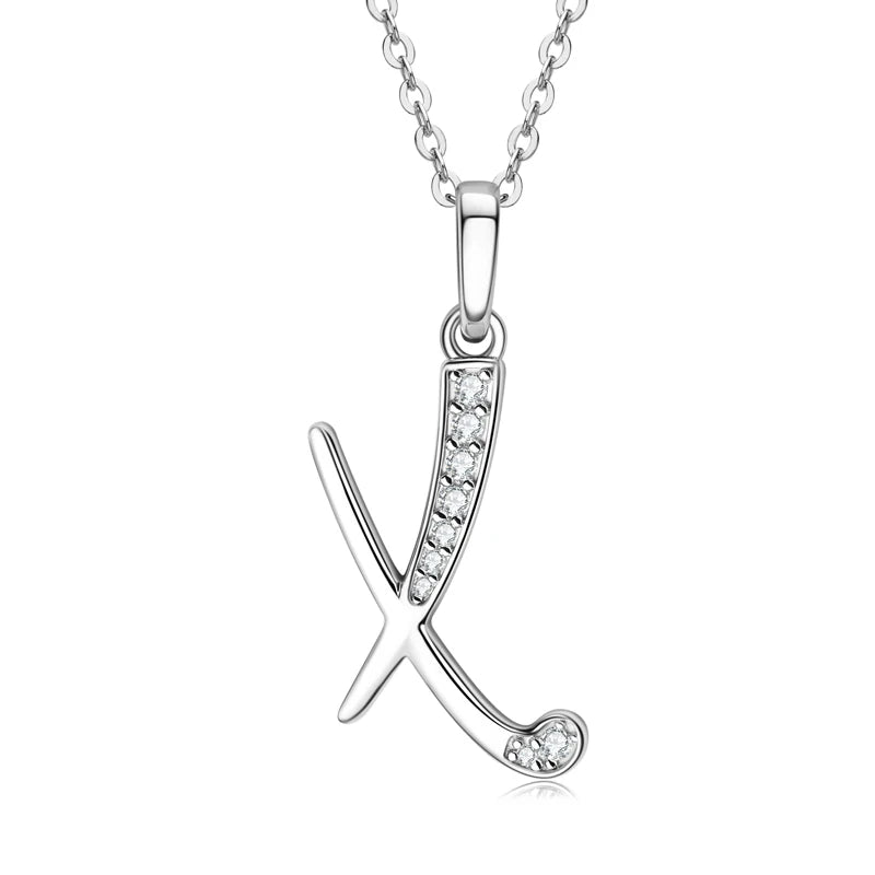 Name Necklace 26 Letter Initial Moissanite Pendant Real Silver 925 for Couples Women Men Valentine's Day Gift Fine Jewelry
