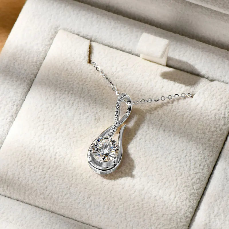 7x10mm 2ct Pear Cut Moissanite Infinity Pendant Necklace for Women 925 Sterling Silver Adjustable Chain Fine Jewelry Gift