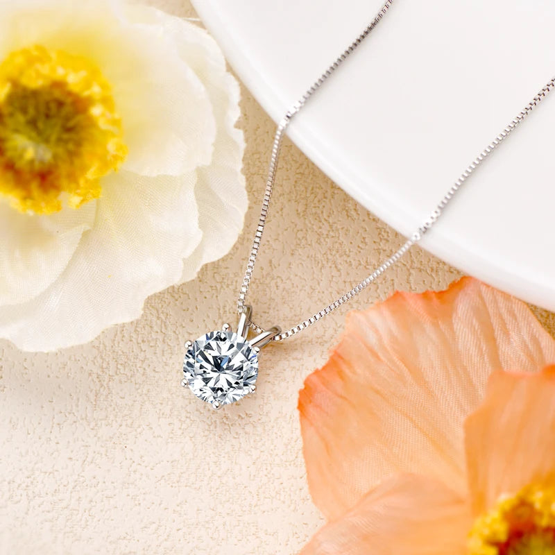 2025 Sparking 1ct 2ct 3ct D Moissanite Pendant Necklace for Women Adjustable 925 Silver Chain Fine Jewelry Valentine's Day Gift
