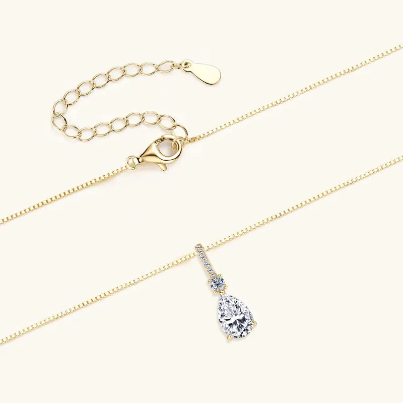 Luxury Necklace 4CT 2CT Pear Cut D VVS1 Waterdrop All Moissanite Pendant for Women 925 Silver Adjustable Chain Fine Jewelry Gift