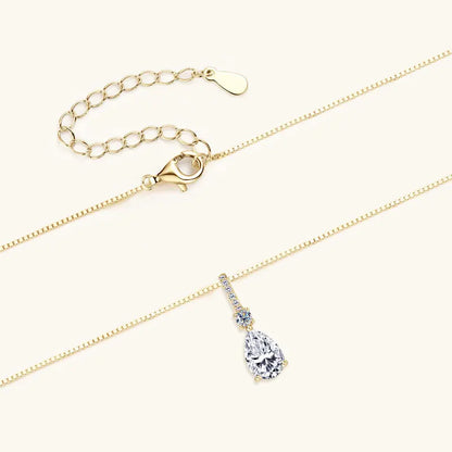 Luxury Necklace 4CT 2CT Pear Cut D VVS1 Waterdrop All Moissanite Pendant for Women 925 Silver Adjustable Chain Fine Jewelry Gift