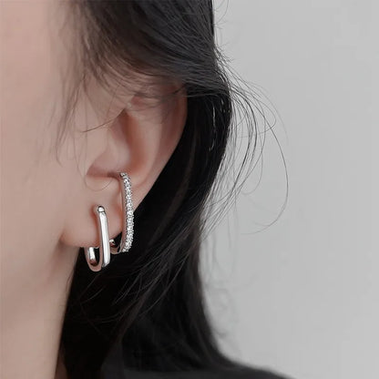 Niche Luxurious Irregular Earrings for Women Moissanite Diamond U-shaped Ear Cuff Stud Earrring 925 Sterling Silver Korean