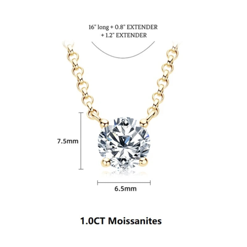 Simple 3CT Pendant Necklaces 925 Silver 2CT D Color Round Moissanite Certificate GRA 1CT Women's Necklace Jewelry 40+2+3cm