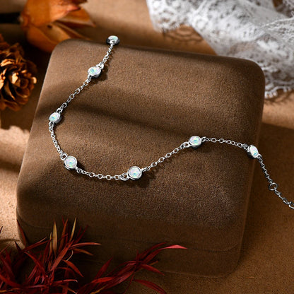 3mm Bezel Opal Bracelet 2024 Trendy 925 Silver Adjustable Chain Full of Stars Bracelet for Women Girl Gift Christmas Jewel