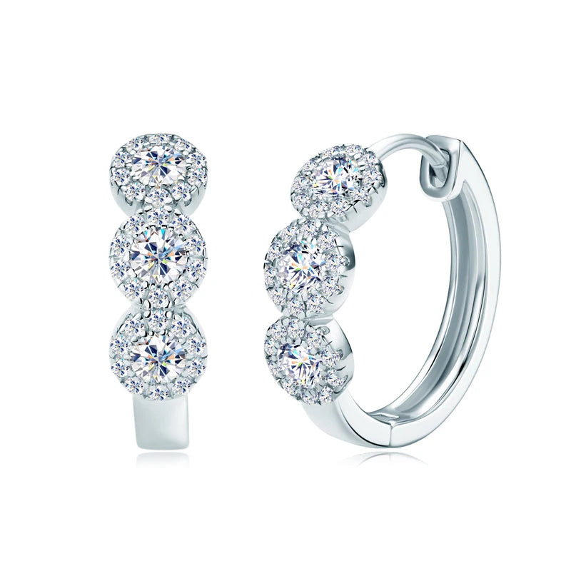 Classic Hoop Huggie Earrings Real D Color Moissanite Earring 925 Sterling Silver for Women Engagement Wedding 2023 Jewelry Gift