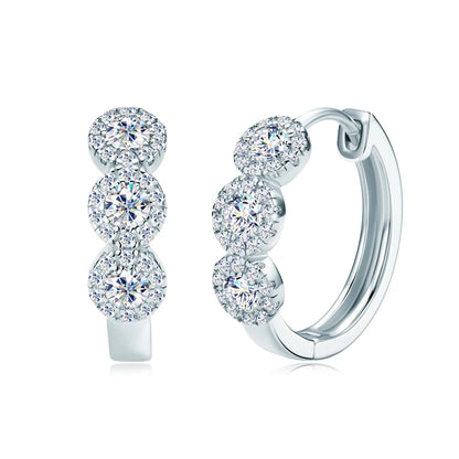 Classic Hoop Huggie Earrings Real D Color Moissanite Earring 925 Sterling Silver for Women Engagement Wedding 2023 Jewelry Gift