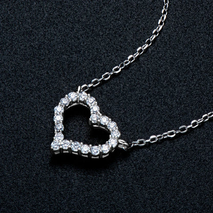 D Color Moissanite Love Heart Jewelry Sets for Women 925 Silver Stud Earrings Pendant Necklace 2 In 1 Set Anniversary Gift