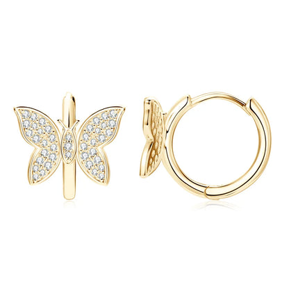 2024 Cute Butterfly Hoop Earrings for Women 925 Sterling Silver Delicate Moissanite Earrings Small Hoops Fine Jewelry Gift