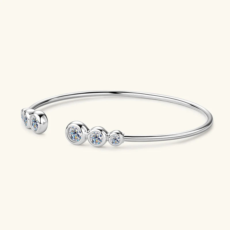 5mm 0.5CT D VVS1 Moissanite Bangle Cuff Real 925 Sterling Silver Bracelet for Women Hand Opening Cuffs Fine Jewelry Gifts