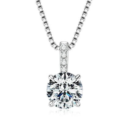 Original 6.5mm 1ct Moissanite Pendant Necklace for Women Silver 925 Sterling Box Chain Jewelry with GRA Certificate 45+5cm
