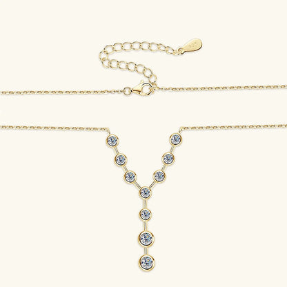 Bezel Y Shape Moissanite Diamond Necklace Real 925 Silver 18k Gold Plated 7-stone Pendant For Women 2025 New Jewelry Gifts