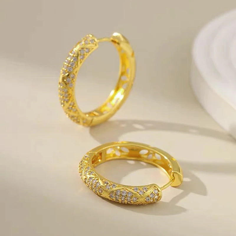 Full Micro Paved Moissanite Hoops Earrings 925 Sterling Silver Luxury Party Wedding Jewelry for Women Valentine's Day Gift