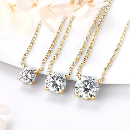 Original 3CT 1CT 2CT Moissanite Necklace Real 925 Silver Chain 6.5-9mm Solitaire Pendant Necklaces For Women Jewelry Gifts
