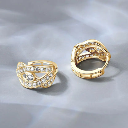 Real Gold 10K Moissanite Clip Earrings Luxury Eye in the Sky Design Earrings Small Hoops Huggie for Women Jewelry GRA Certified